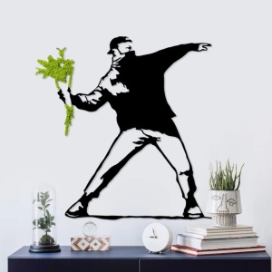 Decor de perete Re-Bloom, metal, negru/verde, 70 x 69 cm - Img 5