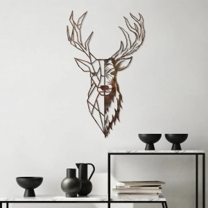 Decor de perete Re-Bloom, model cerb, metal, maro, 70 x 42 cm - Img 4