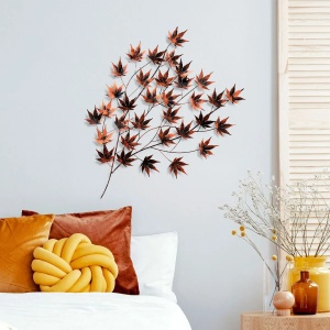Decor de perete Re-Bloom, model frunze, metal, maro, 85 x 115 x 4 cm - Img 4
