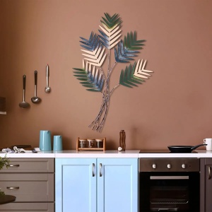 Decor de perete Re-Bloom, model frunze, metal, multicolor, 72 x 108 cm - Img 4