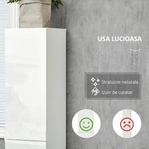Dulap inalt pentru baie Re-Bloom, cu rafturi reglabile, PAL/MDF, alb, 30 x 28 x 170 cm, Resigilat, Grad A - Img 5