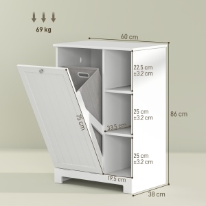 Dulap pentru baie + Cos de rufe, MDF, alb, 60 x 38 x 86 cm, Resigilat, Grad A - Img 2