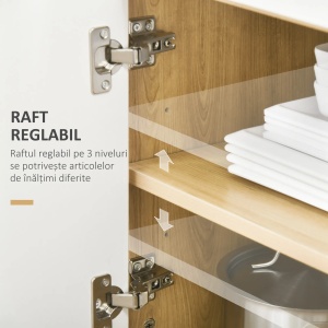 Dulap pentru cuptorul cu microunde Re-Bloom, PAL, natur/alb, 58 x 40 x 118 cm, Resigilat, Grad A - Img 3