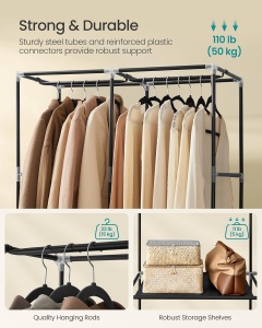 Dulap Songmics, metal/plastic/textil, negru, 86 x 45 x 167 cm, Resigilat, Grad A - Img 5