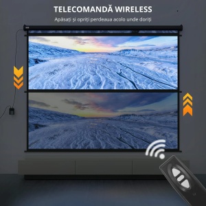 Ecran de proiectie 120 inch Re-Bloom, tesatura plasa/plastic/metal, 244x183 cm, format 4:3, motor electric, telecomanda, 25W/230V, negru - Verificat A · Re-Bloom - Img 3