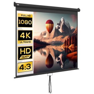 Ecran de proiectie 4K HD Re-Bloom, reglabil, 100 inch, tesatura/metal, alb/negru, 203 x 152 cm, Resigilat, Grad A