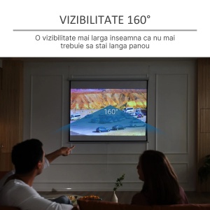 Ecran proiectie 100" montaj perete/tavan, tesatura alba opaca, 203x152cm, Alb/Negru - Verificat A · Re-Bloom - Img 5