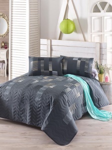 Eponj Home set cuvertura + 2 fete de perna, 65% bumbac/35% poliester, 220x240 cm + 2x60x60 cm, umplutura fibra 100%, lavabil 30°C, multicolor - Verificat A · Re-Bloom