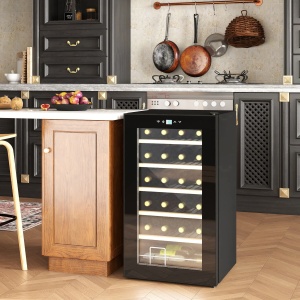 Frigider vin 24 sticle, 65L, control temperatura, rafturi detasabile, otel/sticla, Negru - Verificat A · Re-Bloom - Img 2