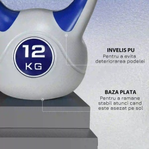 Gantera cu maner confortabil, PU/nisip, gri/albastru, 24 x 17 x 28 cm, 12KG, Resigilat, Grad A - Img 5
