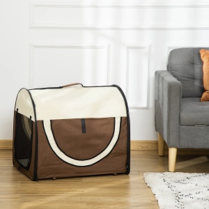 Geanta de transport pentru animale Re-Bloom, otel/textil, maro/crem, 70 x 51 x 59 cm, Resigilat, Grad A - Img 4
