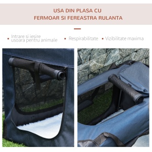 Geanta pentru caini cu 3 intrari Re-Bloom, panza Oxford/metal, albastru inchis/negru, 70 x 51 x 50 cm, Resigilat, Grad A - Img 6