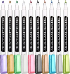 H&S set 10 markere metalice cu vopsea, varf pasla calitate superioara, uscare rapida, pentru pictura/desen/colorat/multiple suprafete - Verificat A · Re-Bloom