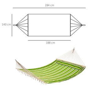 Hamac dublu cu perna Re-Bloom, bumbac, verde/galben/alb, 284 x 140 cm, Resigilat, Grad A - Img 3