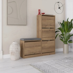Hanah Home dulap pantofi, PAL melaminat, 105x26x118.5cm, Maro - Verificat A · Re-Bloom - Img 2