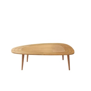 Hanah Home masa de cafea, forma organica, 115x50x38 cm, cadru din pin masiv 100%, picioare din fag 100%, teak - Verificat A · Re-Bloom