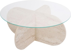 Hanah Home masuta de cafea, blat sticla/PAL, 75x35x75 cm, transparent/gri - Verificat A · Re-Bloom