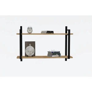 Hanah Home raft de perete, PAL melaminat 18mm, 90x22x60 cm, raft 36.2cm, nuc/negru - Verificat A · Re-Bloom - Img 2