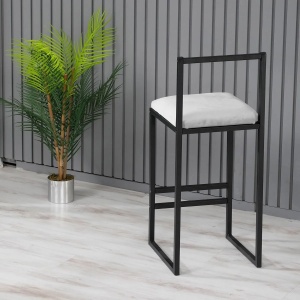 Hanah Home set 4 scaune de bar, metal 100% + spuma 22DNS, 35x35x84 cm, inaltime sezut 65cm, negru/crem - Verificat A · Re-Bloom - Img 3