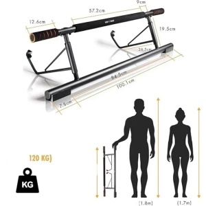 High Pulse bara tractiuni Pull Up Bar 90x24 cm, 120 kg, otel carbon, pozitii multiple prindere, tampoane spuma, montaj fara gaurire - Verificat A · Re-Bloom - Img 4