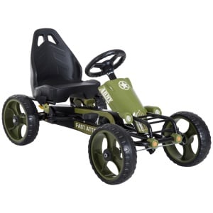 Kart cu pedale pentru copii cu scaun reglabil si frana de mana, metal/plastic, 105x54x61 cm, sezut 35x30.5x40cm/inaltime 27cm, capacitate 35kg, varsta 3-6 ani, verde - Verificat A · Re-Bloom