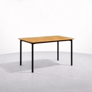 Kiwari Arno masa dining/birou, MDF/metal, 110x70x75cm, 11kg, capacitate 30kg, design modern, lemn deschis/negru - Verificat A · Re-Bloom - Img 4