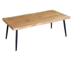 Kiwari Daro masuta de cafea MDF/metal, 120x60x45 cm, blat MDF finisaj stejar natural, cadru metal negru, design industrial, stejar/negru - Verificat A · Re-Bloom - Img 1