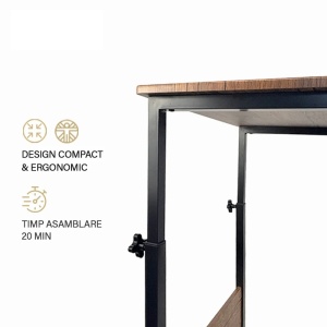 Kiwari Trek birou mobil, MDF/metal, suporta 30kg, 60x40x95cm, Maro/Negru - Verificat A · Re-Bloom - Img 4