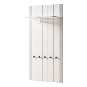 Lillehammer cuier perete panou 60x120x25 cm, 5 carlige, lemn masiv pin lacuit, pin alb - Verificat A · Re-Bloom