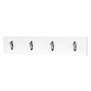 Lindholm cuier de perete 76x15x3.6 cm, 4 carlige crom, panou MDF melamina alb, rezistent la zgarieturi - Verificat A · Re-Bloom