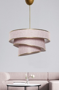 Lustra tip pendul Re-Bloom, bumbac/metal, roz pudra/auriu, 40 x 40 x 72 cm, 40W, Resigilat, Grad A - Img 3