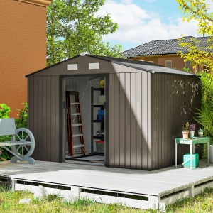 Magazie de depozitare pentru gradina Re-Bloom, otel, maro, 277 x 195 x 192 cm, Resigilat, Grad A - Img 2
