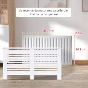 Masca pentru calorifer, MDF, alb, 172 x 19 x 81 cm, Resigilat, Grad A - Img 5