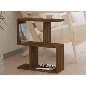 Masuta laterala living 2 niveluri 45x51.4x17 cm, PAL melamina 100%, grosime 18mm, raft 23cm, maro inchis - Verificat A · Re-Bloom - Img 3