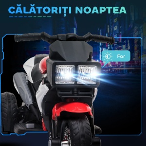 Motocicleta electrica copii Re-Bloom, 6V 25W, PP/metal, 86x42x52 cm, lumini+sunet, autonomie 45 min, varsta 3-5 ani, 25 kg, rosu - Verificat A · Re-Bloom - Img 5