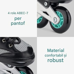 Navaris patine cu role reglabile, 4 roti poliuretan ABEC-7 70mm, marime 35-38, catarama push-lock + velcro, frana interschimbabila, unelte incluse, albastru - Verificat A · Re-Bloom - Img 3