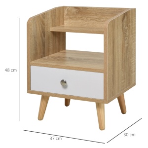 Noptiera cu sertar si raft Re-Bloom, lemn de pin/PAL E1, 37x30x48 cm, 30 kg, alb/natur - Verificat A · Re-Bloom - Img 2