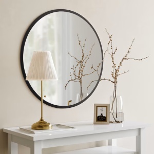Oglinda de perete Re-Bloom, MDF/sticla, negru, 60 cm