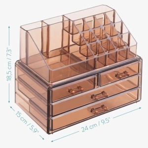 Organizator pentru cosmetice cu sertare Navaris, Maro transparent, 54656.05, Resigilat, Grad B - Img 2