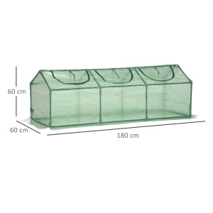 Outsunny sera compacta 180x60x60 cm, 3 ferestre rulou anti-UV, PE/otel, ventilatie ajustabila, rasaduri plante, verde - Verificat A · Re-Bloom - Img 3