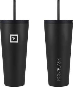 Pahar din otel inoxidabil IRON °FLASK, cu pai si capac, izolat, rece 16 ore / cald 4 ore, negru, 950 ml - Img 5