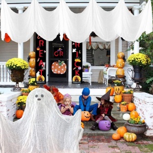 Panza de decor pentru Halloween Vohoney, tifon, alb, 5 x 2,15 m - Img 4