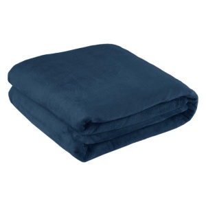 Patura flanel densa Dormitio®, 150x200 cm, 100% poliester, 210gsm, Albastru, Resigilat, Grad A