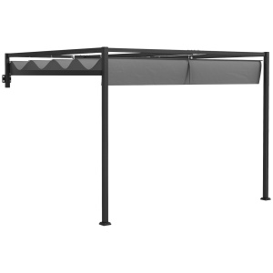 Pergola inclinata cu acoperis retractabil Re-Bloom, otel/poliester, 297x397x220 cm, rezistenta vant nivel 6-7, gri inchis - Verificat A · Re-Bloom