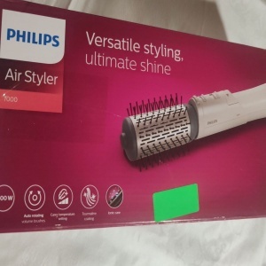 Perie rotativa cu aer cald Philips Seria 7000 BHA710/00, 1000W, ingrijire cu ioni, 2 accesorii, setare temperatura de ingrijire, peri naturali, invelis ceramic din turmalina, Alb/crem, Resigilat, Grad A - Img 2