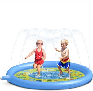 Piscina pentru copii cu stropitoare Glymnis, PVC, albastru/galben, 170 cm - Img 1