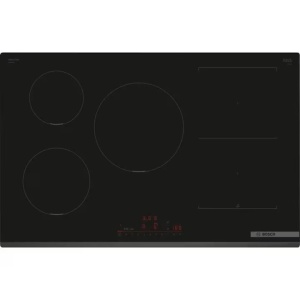 Plita incorporabila BOSCH PVW831HC1E, Inductie, 7400 W, 5 Zone de gatit, Control Touch, Booster, Blocare de siguranta pentru copii, Timer, 80 cm, Negru, Resigilat, Grad A