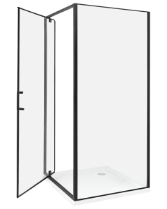 Produs Resigilat Cabina de dus Re-Bloom Darli, 90x90x185 cm, sticla securizata 6mm, cadru aluminiu, usa reversibila, negru transparent - Verificat A - Img 3
