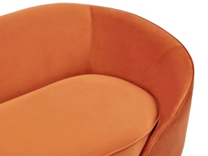 Produs Resigilat Canapea 2 locuri Re-Bloom Savar, catifea/fier/eucalipt, 183x85x75 cm, spuma 18cm, 130 kg/persoana, portocaliu/negru - Verificat A - Img 5