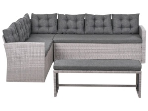 Produs Resigilat Coltar gradina Re-Bloom Viterbo 8 locuri, ratan PE/otel, 234x177x74 cm, perne incluse, UV4, 136 kg/persoana - Verificat A